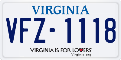 VA license plate VFZ1118