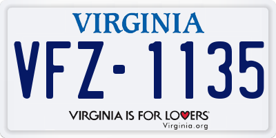 VA license plate VFZ1135
