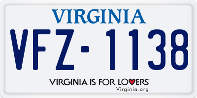 VA license plate VFZ1138