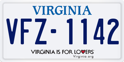 VA license plate VFZ1142