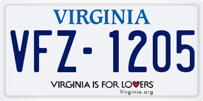 VA license plate VFZ1205