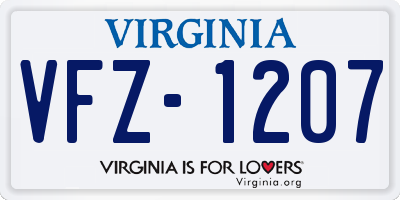 VA license plate VFZ1207
