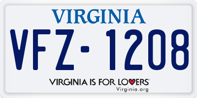 VA license plate VFZ1208