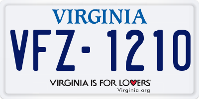VA license plate VFZ1210