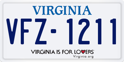 VA license plate VFZ1211