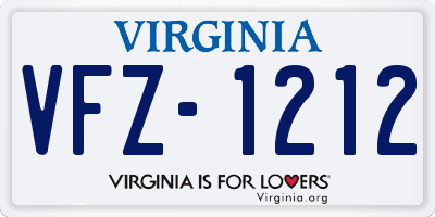 VA license plate VFZ1212