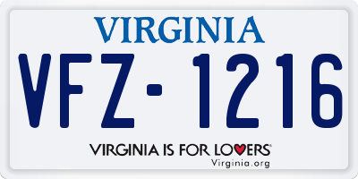 VA license plate VFZ1216