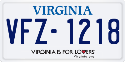 VA license plate VFZ1218