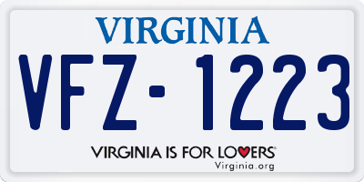 VA license plate VFZ1223