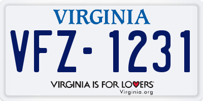VA license plate VFZ1231