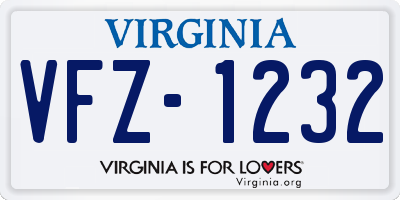 VA license plate VFZ1232