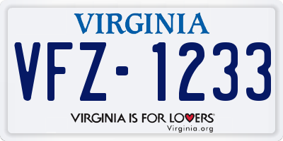 VA license plate VFZ1233