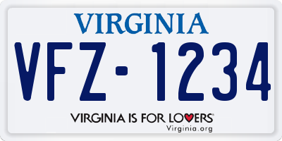 VA license plate VFZ1234