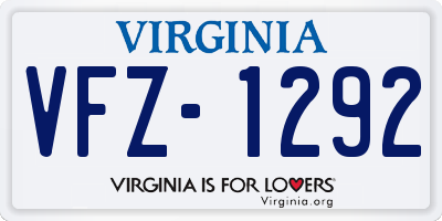 VA license plate VFZ1292