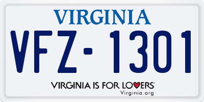 VA license plate VFZ1301