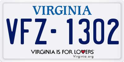 VA license plate VFZ1302