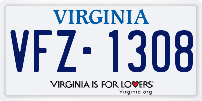 VA license plate VFZ1308