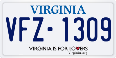 VA license plate VFZ1309