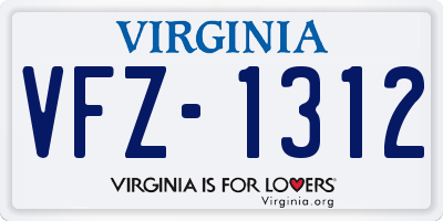 VA license plate VFZ1312