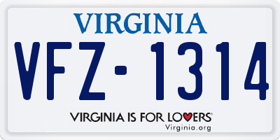 VA license plate VFZ1314
