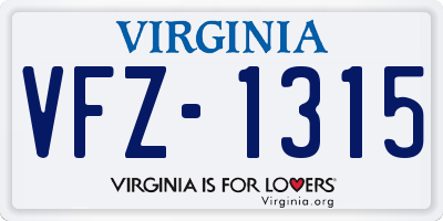 VA license plate VFZ1315