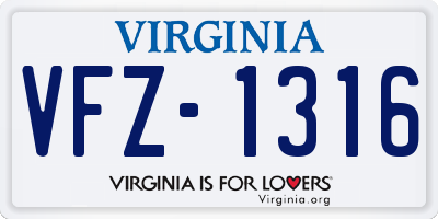 VA license plate VFZ1316