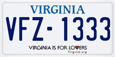VA license plate VFZ1333