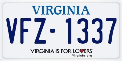 VA license plate VFZ1337