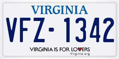 VA license plate VFZ1342