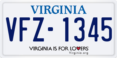 VA license plate VFZ1345