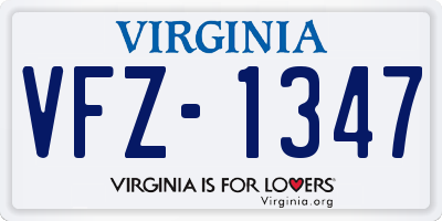 VA license plate VFZ1347
