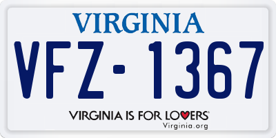 VA license plate VFZ1367