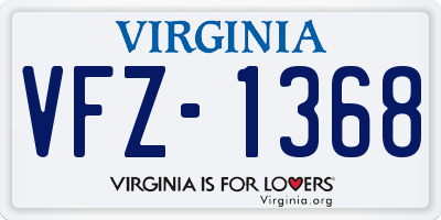 VA license plate VFZ1368
