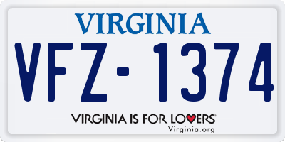 VA license plate VFZ1374