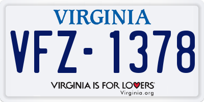 VA license plate VFZ1378