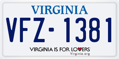 VA license plate VFZ1381