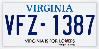 VA license plate VFZ1387