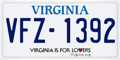 VA license plate VFZ1392