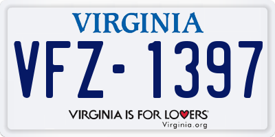 VA license plate VFZ1397