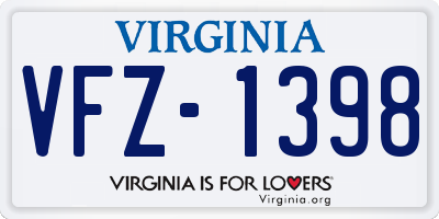 VA license plate VFZ1398