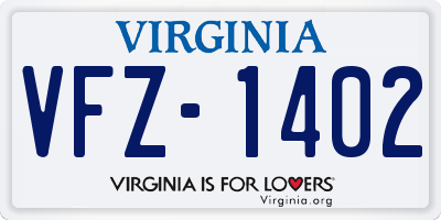 VA license plate VFZ1402