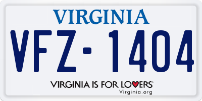 VA license plate VFZ1404