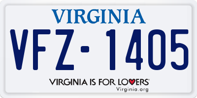 VA license plate VFZ1405