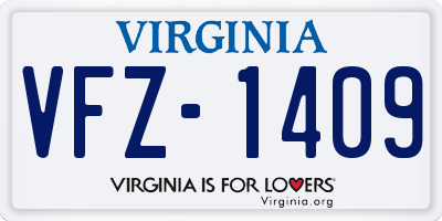 VA license plate VFZ1409