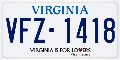 VA license plate VFZ1418