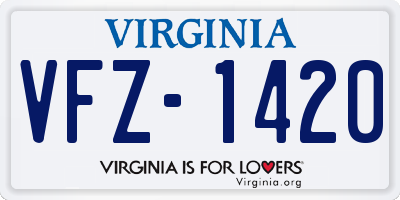 VA license plate VFZ1420