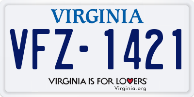 VA license plate VFZ1421