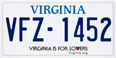 VA license plate VFZ1452