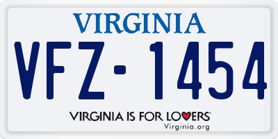 VA license plate VFZ1454