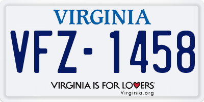 VA license plate VFZ1458